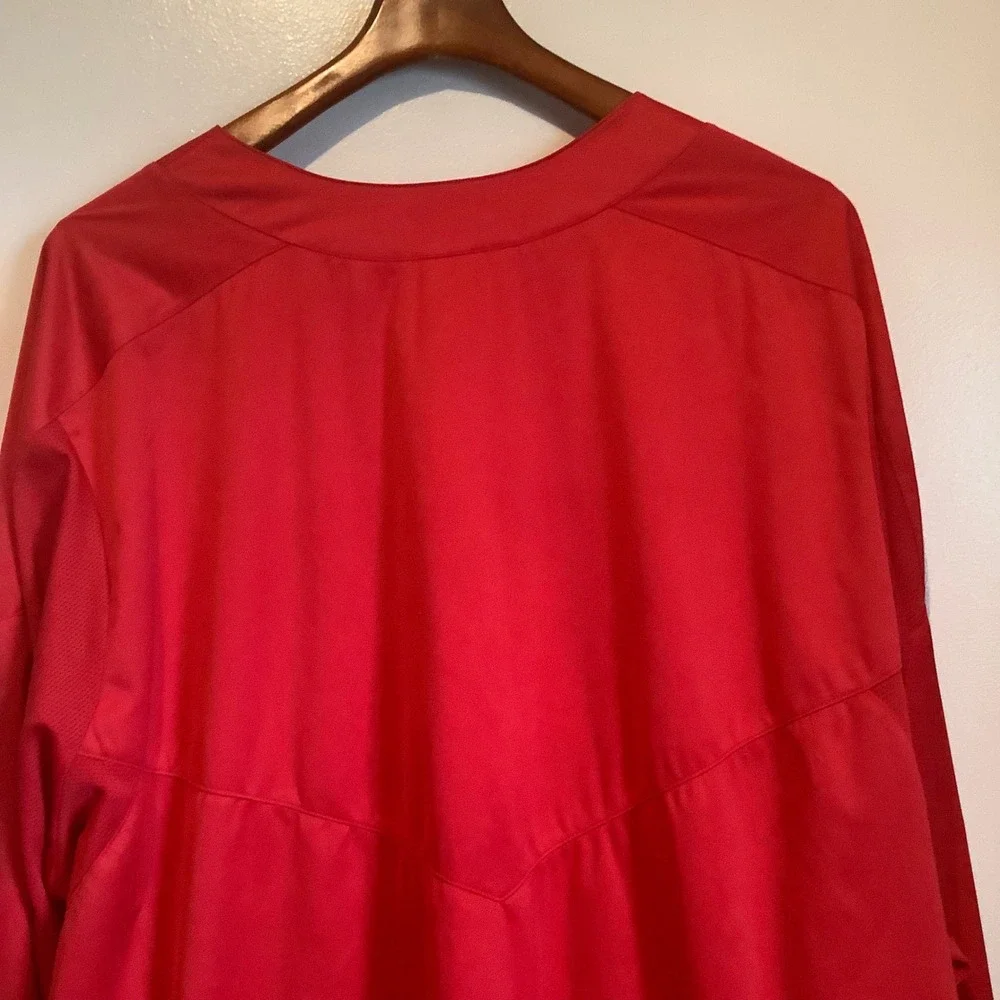 Nike Men Red Long Sleeve V-Neck Training Fall Pullover Jacket 3XL Zipper Pockets